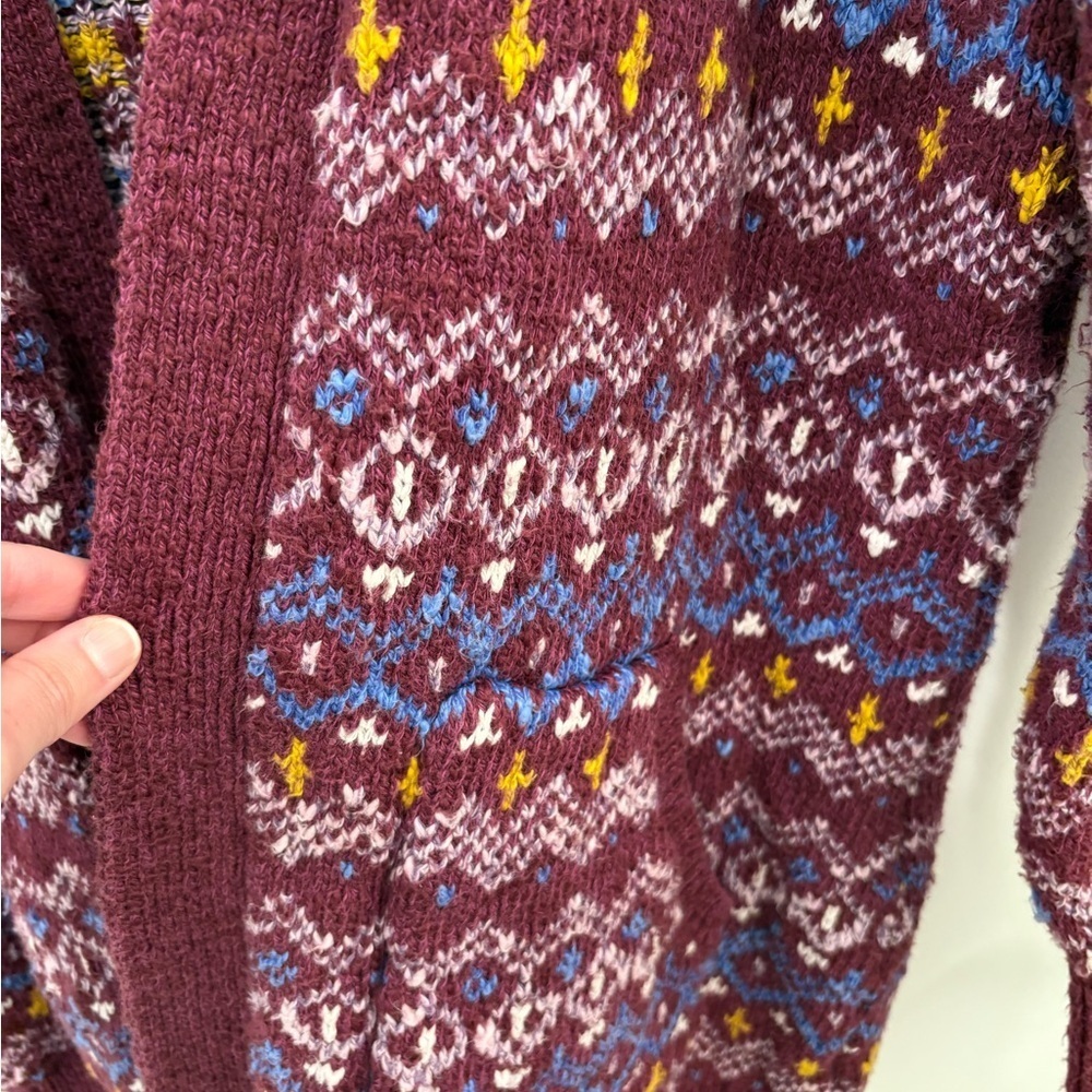 LL Bean Cotton Ragg Fair Isle Cardigan Sweater - Picture 3 of 15